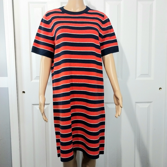 J. Crew Dresses & Skirts - J.Crew Stripe Short Sleeve Merino Wool‎ Sweater Dress, Size L